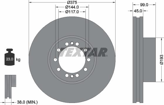 Textar 93142700 - Disque de frein cwaw.fr