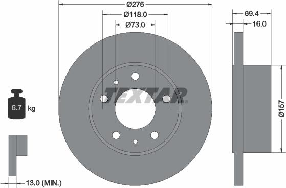 Textar 93104700 - Disque de frein cwaw.fr