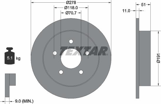 Textar 92099800 - Disque de frein cwaw.fr