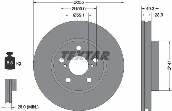 Textar 92094300 - Disque de frein cwaw.fr