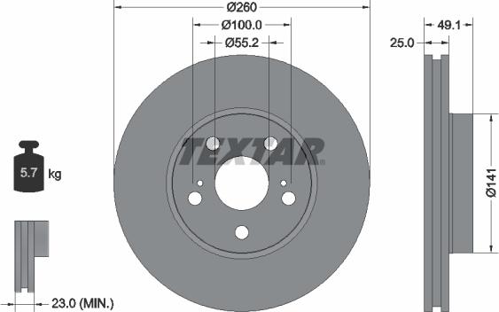 Textar 92096900 - Disque de frein cwaw.fr