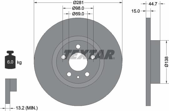 Textar 92096400 - Disque de frein cwaw.fr