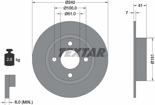 Textar 92096500 - Disque de frein cwaw.fr