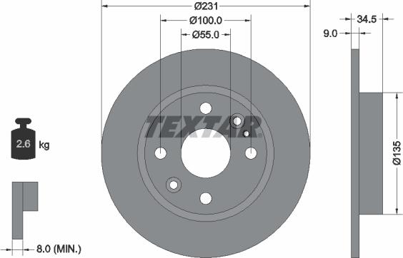 Textar 92096600 - Disque de frein cwaw.fr