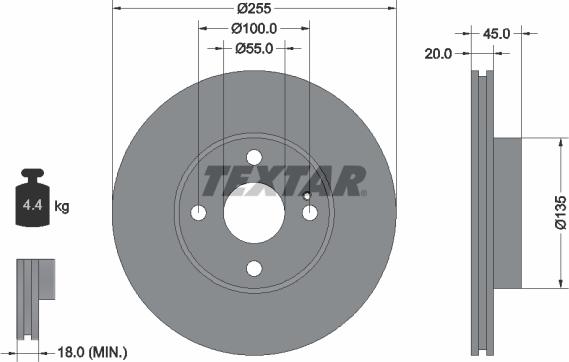 Textar 92096800 - Disque de frein cwaw.fr