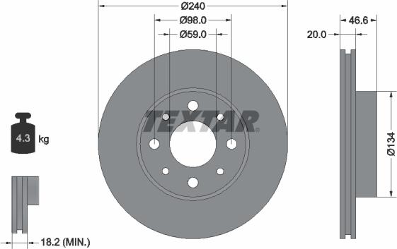 Textar 92090300 - Disque de frein cwaw.fr