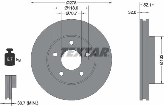 Textar 92091500 - Disque de frein cwaw.fr