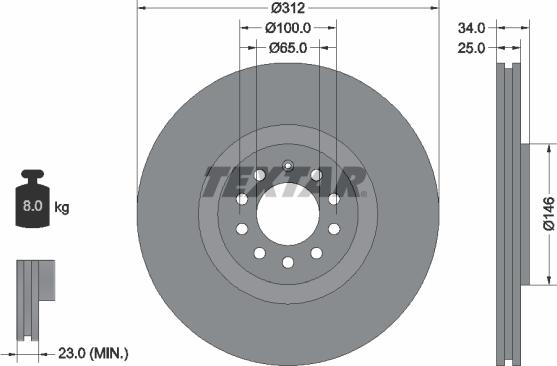 Textar 92098505 - Disque de frein cwaw.fr