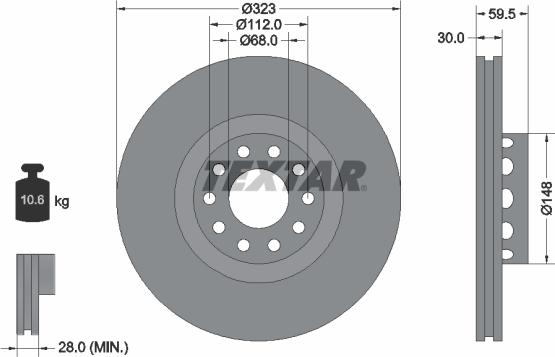 Textar 92098303 - Disque de frein cwaw.fr