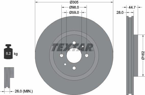 Textar 92092900 - Disque de frein cwaw.fr