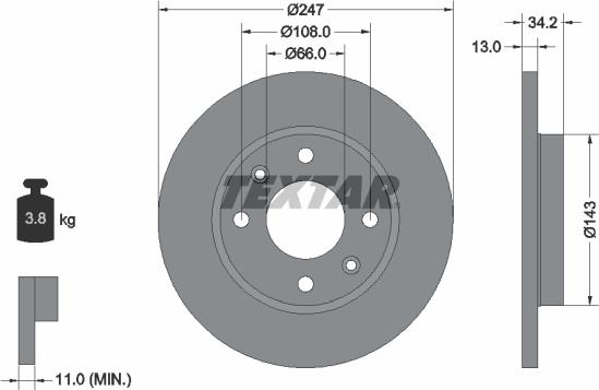 Textar 92092800 - Disque de frein cwaw.fr