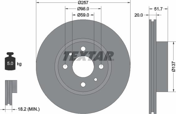 Textar 92044200 - Disque de frein cwaw.fr