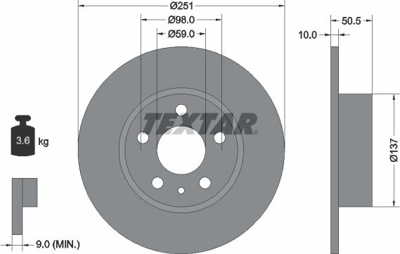 Textar 92046903 - Disque de frein cwaw.fr