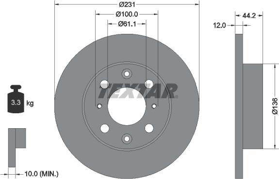 Textar 92046300 - Disque de frein cwaw.fr