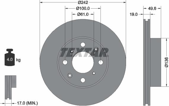 Textar 92046200 - Disque de frein cwaw.fr