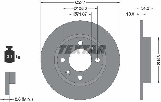 Textar 92048200 - Disque de frein cwaw.fr