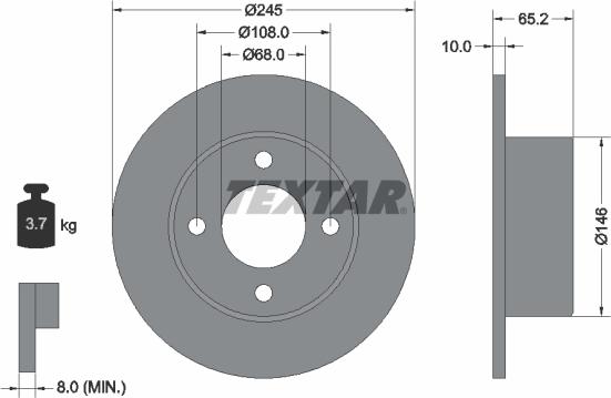 Textar 92054300 - Disque de frein cwaw.fr