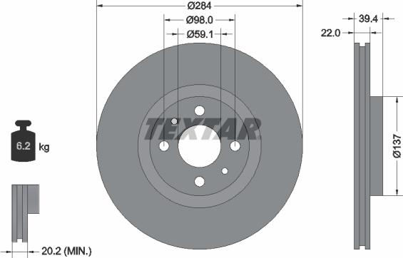 Textar 92055200 - Disque de frein cwaw.fr