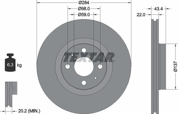 Textar 92053500 - Disque de frein cwaw.fr