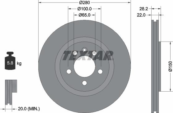 Textar 92057100 - Disque de frein cwaw.fr