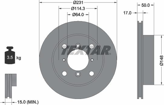 Textar 92069000 - Disque de frein cwaw.fr