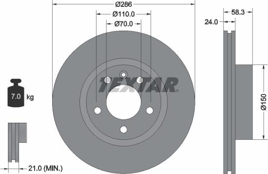 Textar 92066900 - Disque de frein cwaw.fr