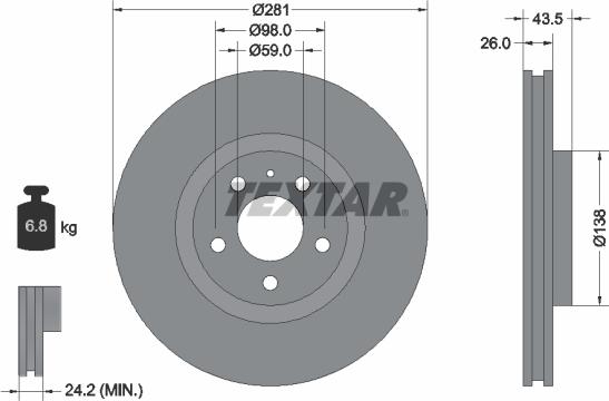 Textar 92061000 - Disque de frein cwaw.fr