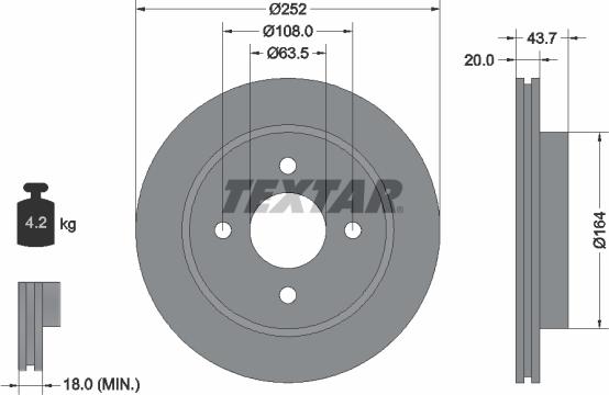 Textar 92063603 - Disque de frein cwaw.fr