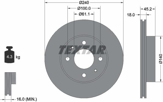 Textar 92063200 - Disque de frein cwaw.fr