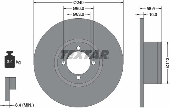 Textar 92001100 - Disque de frein cwaw.fr