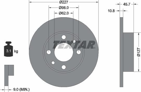 Textar 92019300 - Disque de frein cwaw.fr