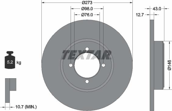 Textar 92011400 - Disque de frein cwaw.fr