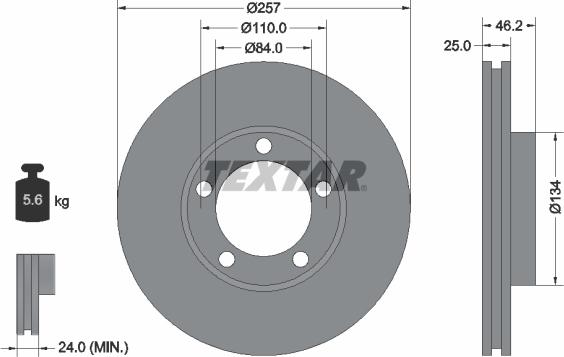 Textar 92080300 - Disque de frein cwaw.fr