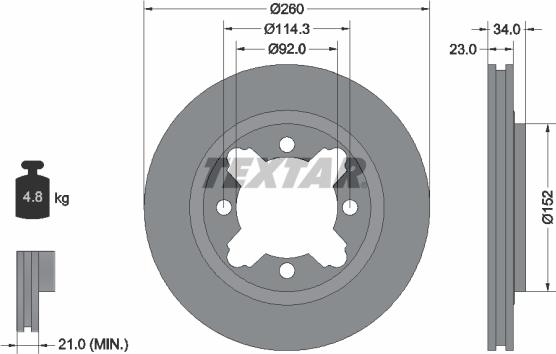 Textar 92081500 - Disque de frein cwaw.fr