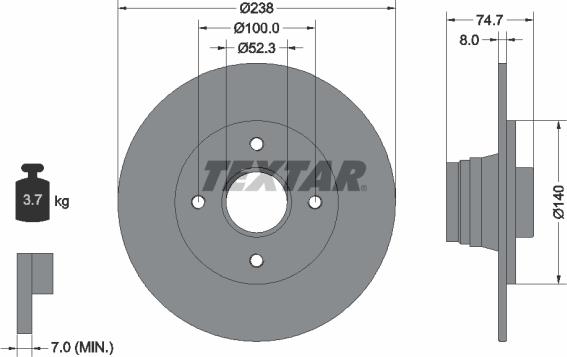 Textar 92081200 - Disque de frein cwaw.fr