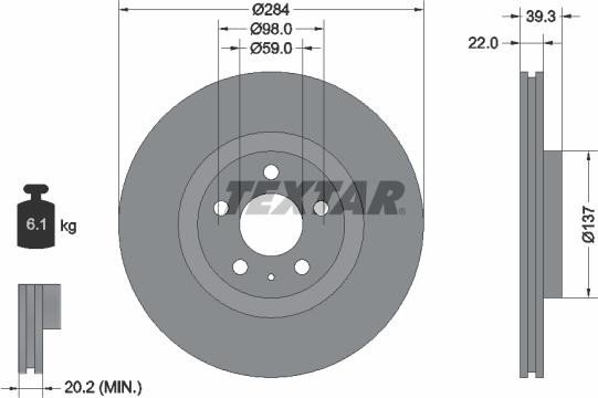 Textar 92083200 - Disque de frein cwaw.fr