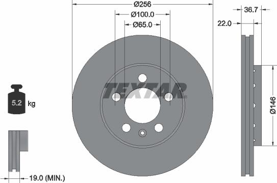 Textar 92082205 - Disque de frein cwaw.fr