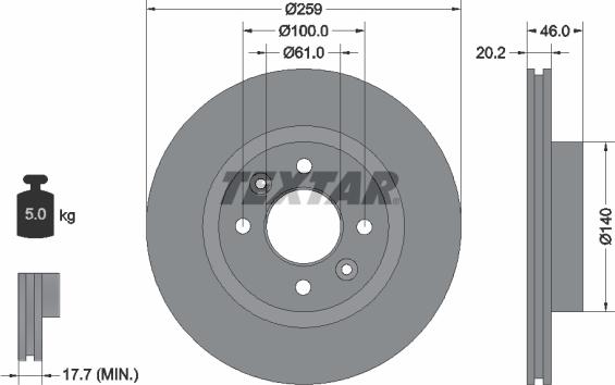 Textar 92036400 - Disque de frein cwaw.fr