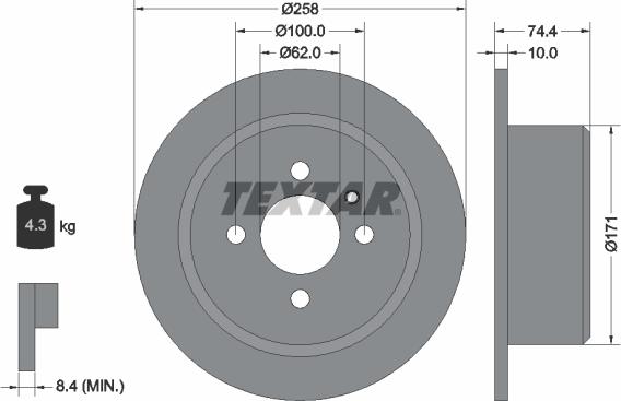 Textar 92038400 - Disque de frein cwaw.fr