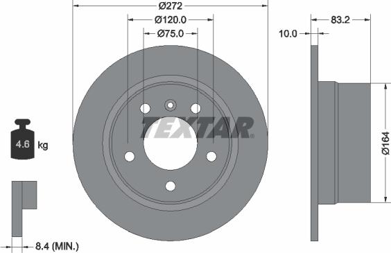 Textar 92076703 - Disque de frein cwaw.fr