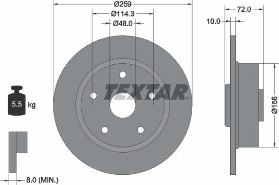 Textar 92078800 - Disque de frein cwaw.fr