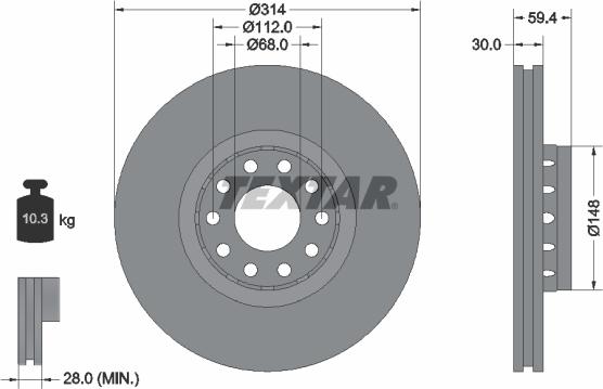 Textar 92073200 - Disque de frein cwaw.fr