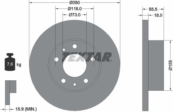 Textar 92073700 - Disque de frein cwaw.fr