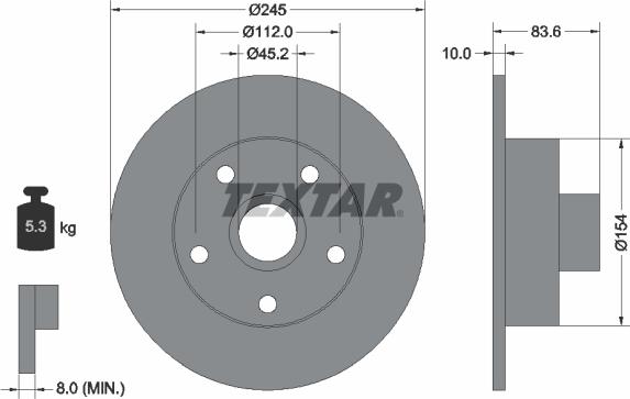 Textar 92072105 - Disque de frein cwaw.fr