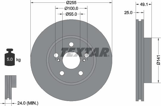 Textar 92077400 - Disque de frein cwaw.fr