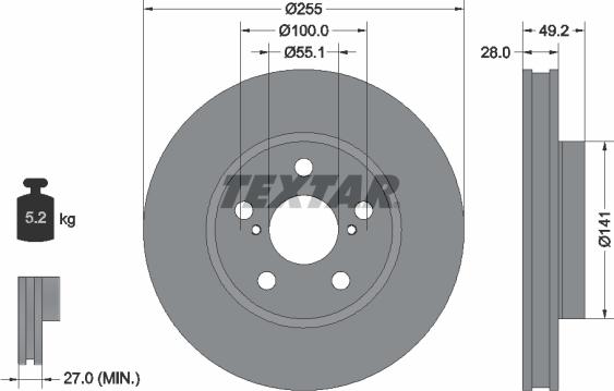 Textar 92077500 - Disque de frein cwaw.fr