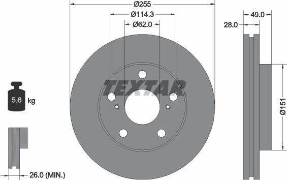 Textar 92077600 - Disque de frein cwaw.fr