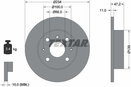 Textar 92077000 - Disque de frein cwaw.fr