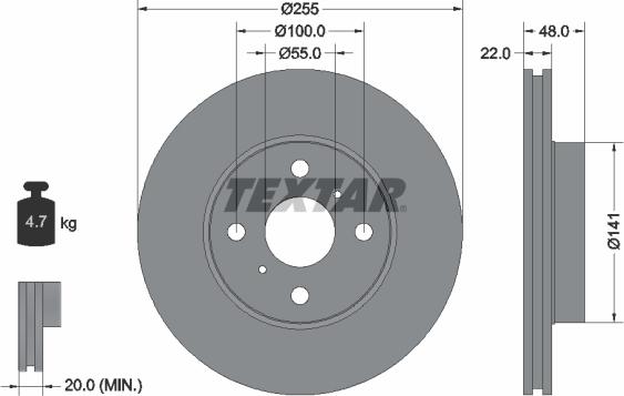 Textar 92077200 - Disque de frein cwaw.fr