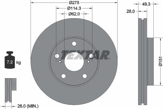 Textar 92077703 - Disque de frein cwaw.fr